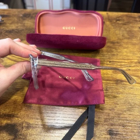 Gucci Transparent Glasses with Rich Red Case - Picture 3 of 5